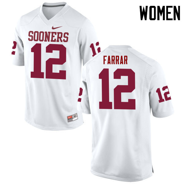 Women Oklahoma Sooners #12 Zach Farrar College Football Jerseys Game-White - Click Image to Close